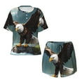 thumbnail image 2 of Yiaed Forest River Bald Eagle Print Short Sleeve Pajama Sets for Women Casual Crew Neck 2 Piece Lounge Sets Women's Short-Sleeved Pajama-Large, 2 of 5