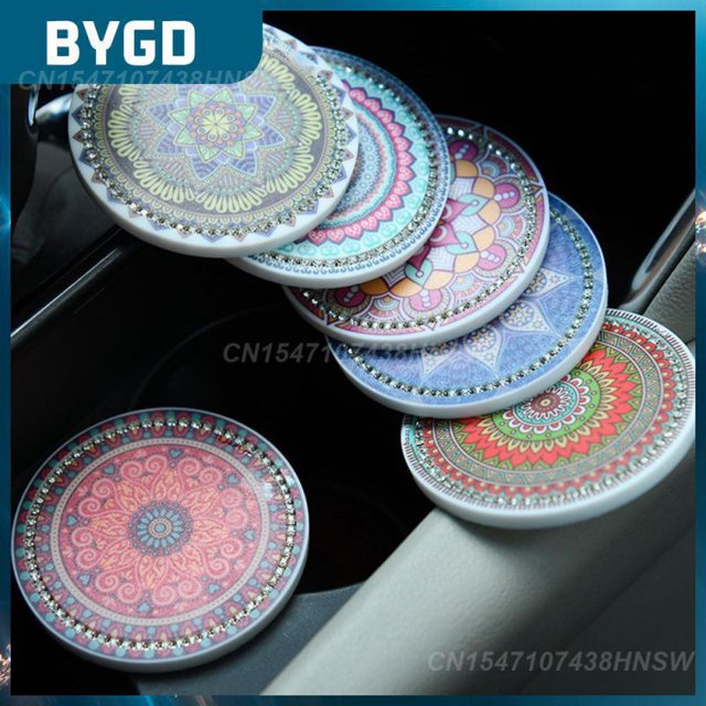Universal Car Diamond Coaster Easy To Clean Moisture-proof Auto Cup Holder Insert Coaster Stable Car Interior Accessories01China He Qiyong unisex