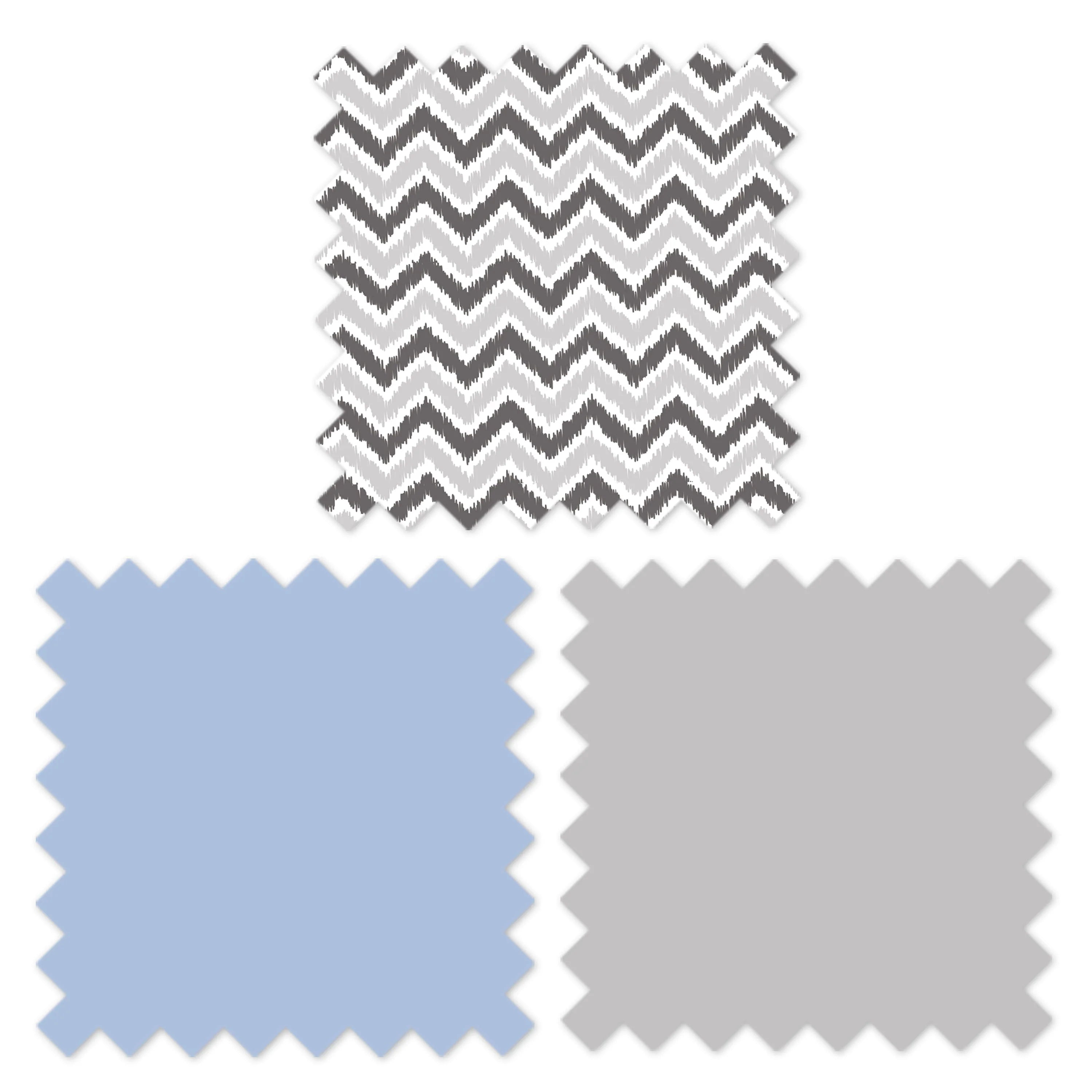 Bacati - Ikat Dots Chevrons 3-Piece Crib Bedding Set - Blue Grey Boys