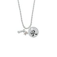 thumbnail image 2 of Delight Jewelry Silvertone Survivor with Pink Ribbon Silvertone Script Initial Disc - R - Charm Necklace, 20"+3", 2 of 4