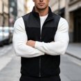 thumbnail image 2 of Riecok Fleece Vest for Men with Pockets Sleeveless Stand Collar Zip up Jackets Thermal Solid Warm Casual Outerwear Black 4XL, 2 of 6