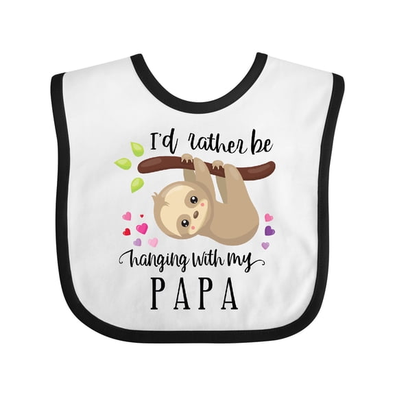 Inktastic Sloth I'd Rather Be Hanging with Papa Boys or Girls Baby Bib