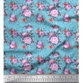 thumbnail image 1 of Soimoi Poly Georgette Fabric Check,Leaves & Peony Floral Printed Fabric 1 Yard 52 Inch Wide, 1 of 1