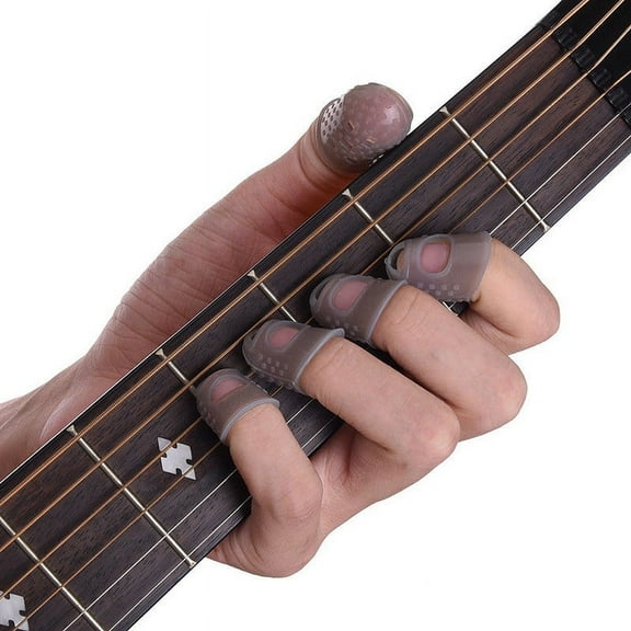 12 Pcs Set Silicone Rubber Guitar Fingerstall Guitar Fingertip Finger Guards, Guitar Accessories