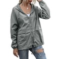 thumbnail image 3 of Impermeables para Mujer, Impermeables, Resistentes Al Viento, Ajustables, con Capucha y Bolsillos. Gris S, 3 of 9