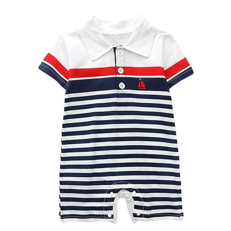 

Baby onesie Infant Baby Boys Girls Short Sleeve Striped Print Jumpsuit Romper Clothes CHMORA