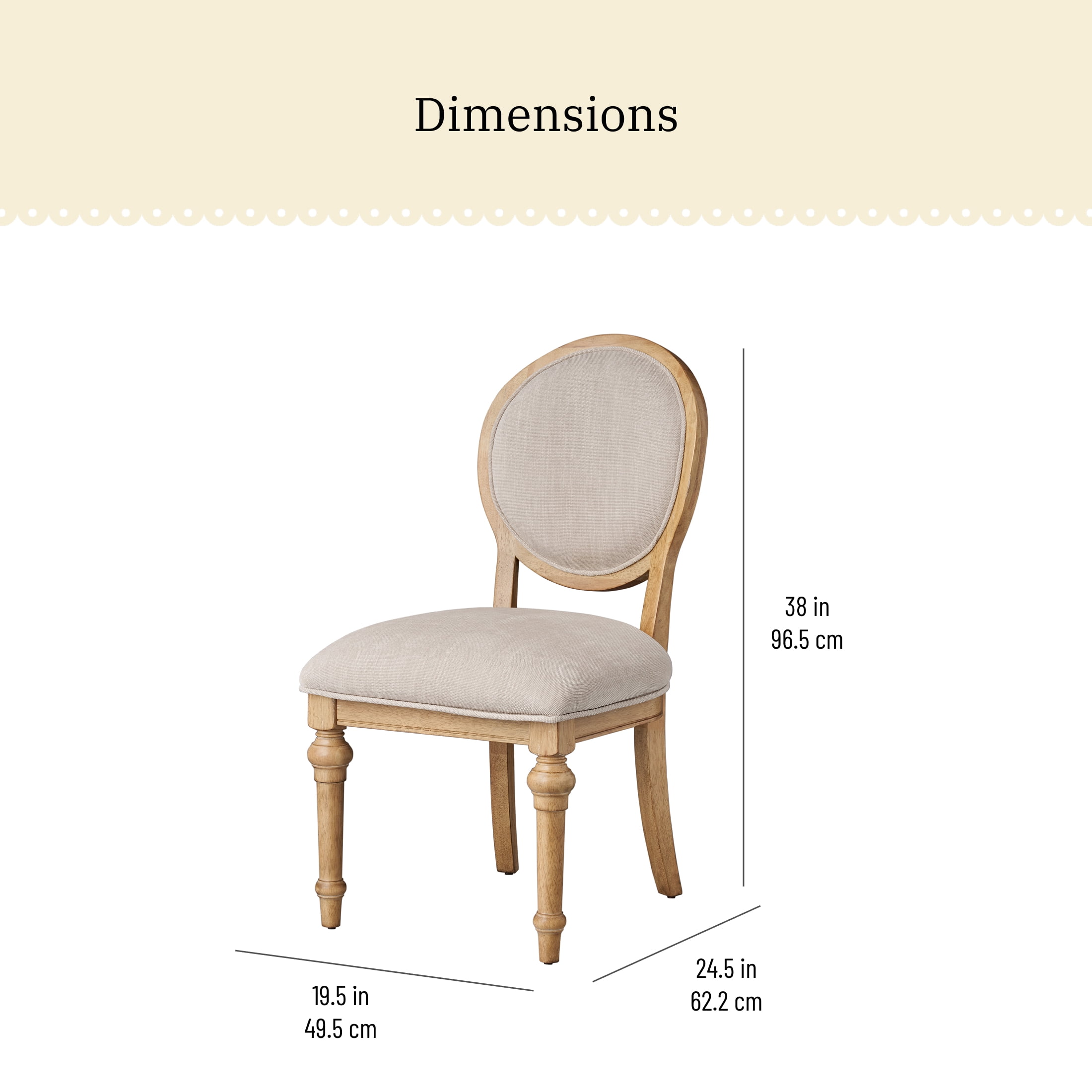 The Pioneer Woman Willa Rounded Back Dining Chairs, Heirloom Wheat, Set of 2