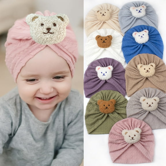 Dalrosia Baby Girl Toddlers Breathable Cotton Hat Newborn Knotted Hat Cute Donut Soft Turban Bow Knot Cap