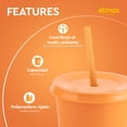 thumbnail image 2 of Vasos de plástico Atmos Homeware con tapa y popote 24 Oz Paquete de 50 color Naranja, 2 of 6