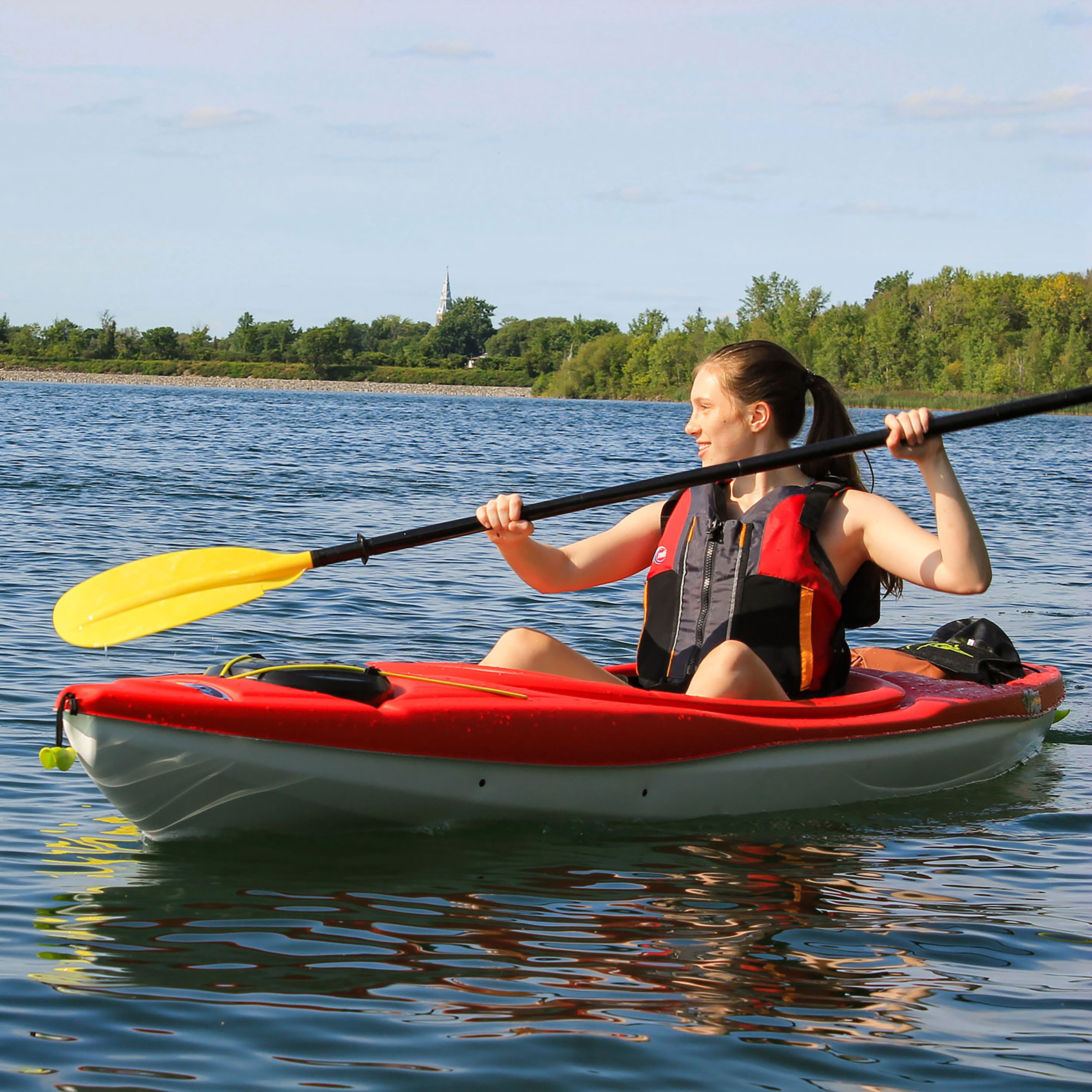 Pelican - Argo 100X - 1 Person Recreational Sit-in Kayak - 10 ft - Fireman Red