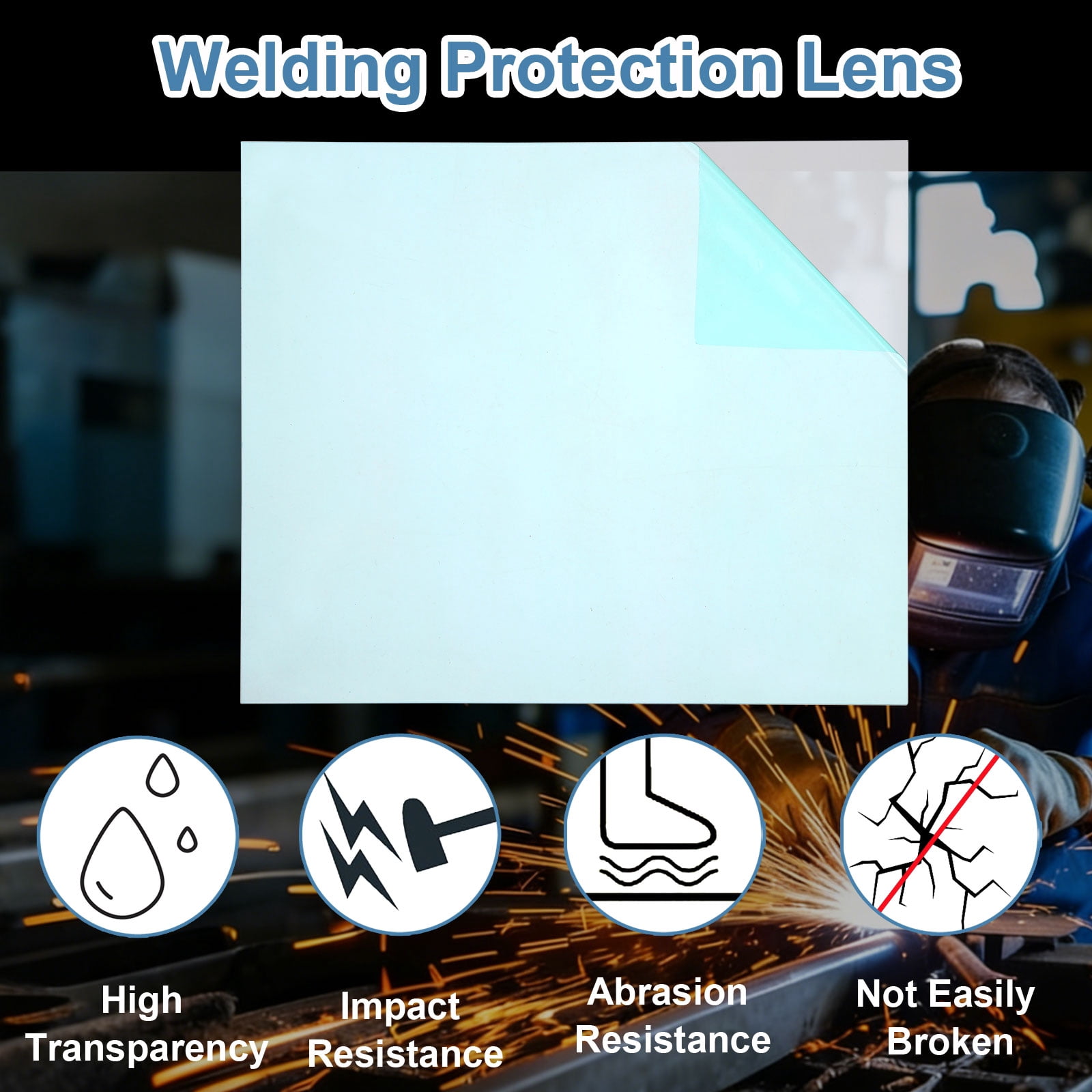 Uxcell 5-1/4 x 4-1/2 Inch Welding Protection Lens, 24 Pcs Clear PC Lens Cover Replacement Welding Helmet Hood Transparent Protective Covers Right Angle