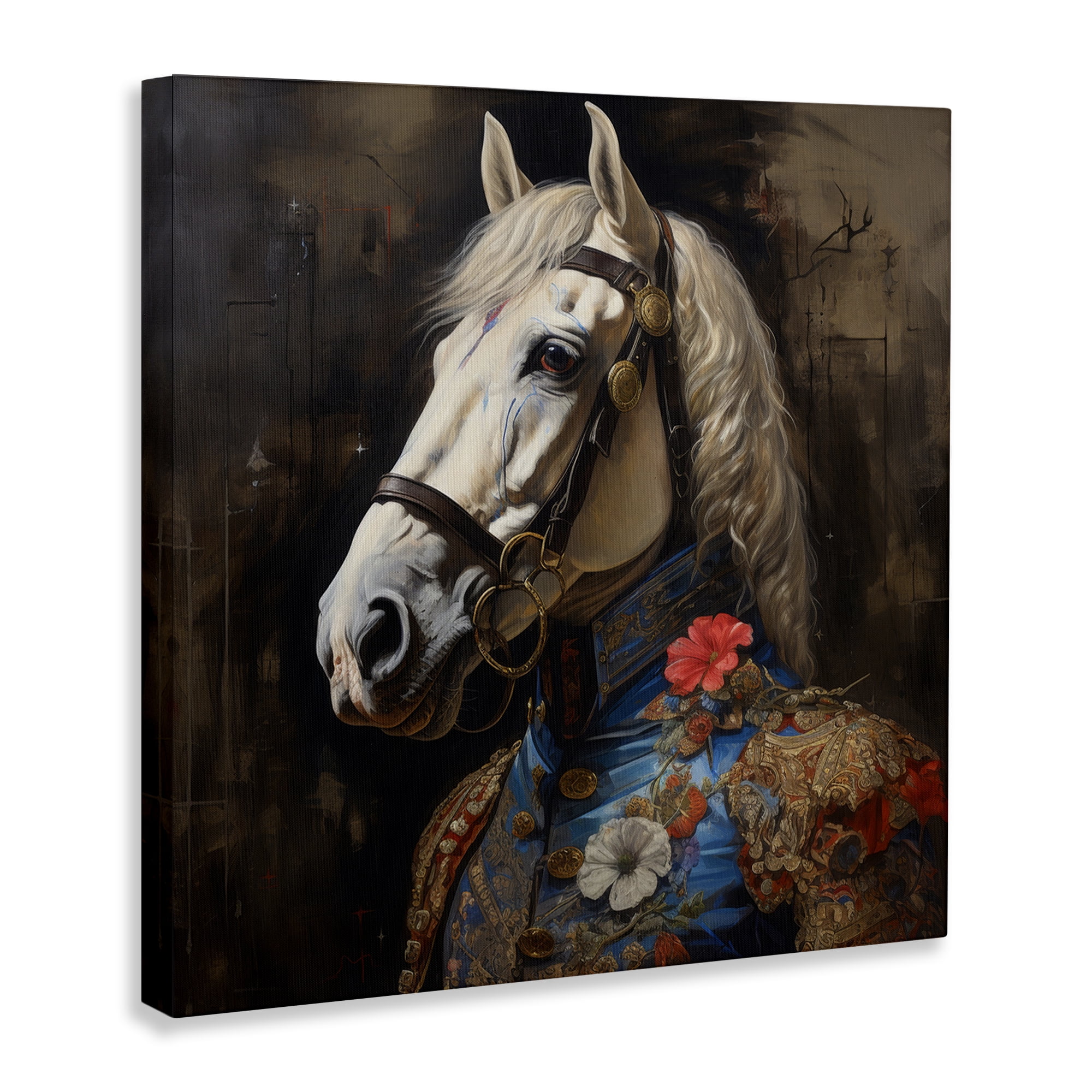 Stupell Industries Horse with Regal Clothing Animals & Insects Painting Gallery Wrapped Canvas Art Print Wall Art, 24 x 24