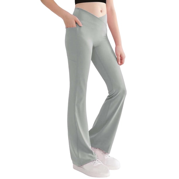 Pantalones largos, pantalones acampanados para niñas, pantalones de cintura alta, pantalones largos deportivos de otoño para niñas de talla mediana, pantalones para niñas