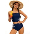 thumbnail image 4 of Nskgu Girls Swimsuit Adjustable Straps Cut Out Swimwear 2 Piece Solid Color Tankini for Girls Bathing Suit 5-14Years, 4 of 6