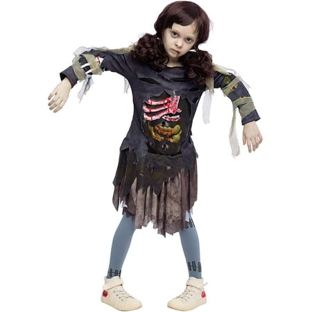 Scary Halloween Zombie Girl Living Dead Monster Child Costume for