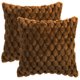 thumbnail image 2 of REGALWOVEN Paquete de 2 fundas de almohada decorativas de piel sintética, fundas de cojín de felpa suave, marrón oscuro, 18" x 18", 2 of 6