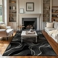 thumbnail image 3 of Black White Modern Rug For Living Room Indoor Machine Washable Abstract Rugs For Bedroom Ultra Soft Dining Room Carpet Non-Slip Non-Shedding Throw Rug For Home Office Kids Playroom 3x4ft, 3 of 6