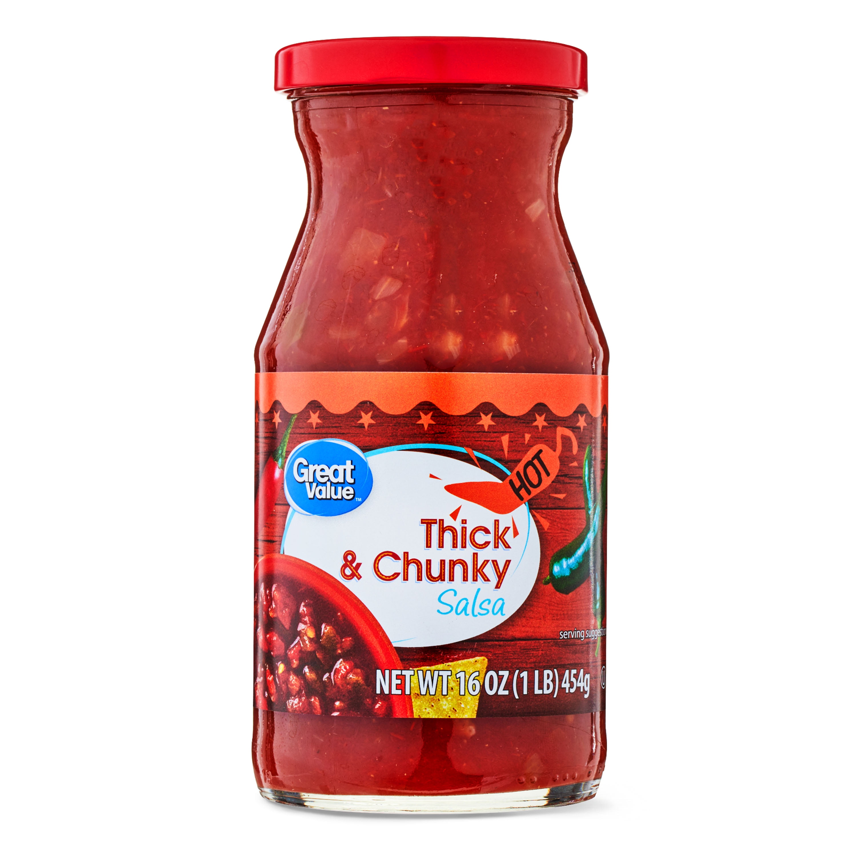 (4 pack) Great Value Thick and Chunky Hot Salsa, 16 oz