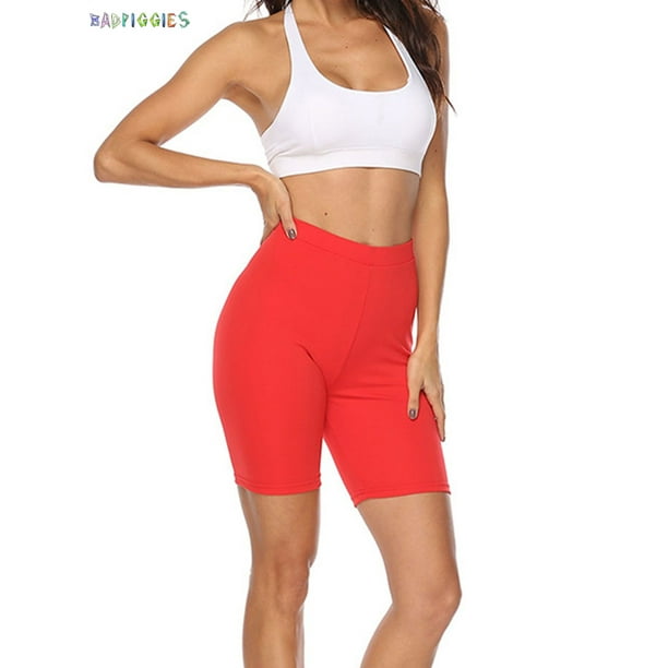 Bad Piggies BadPiggies Mid Thigh Stretch Bike Shorts High Waist