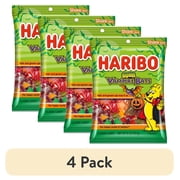 (4 pack) HARIBO Sour Bats Halloween Edition Gummies Bat Shaped Sour Gummy Candy, 4oz, Share Size Peg Bag