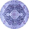 thumbnail image 1 of Ahgly Company Machine Washable Indoor Round Medallion Blue Traditional Area Rugs, 4' Round, 1 of 4