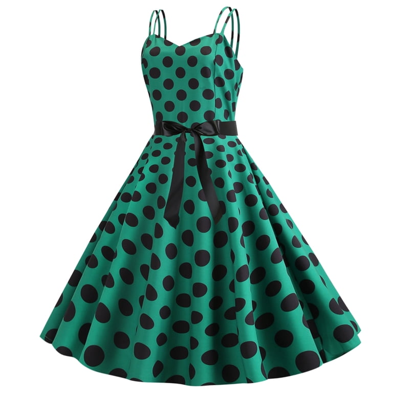green and black polka dot dress Ribbed Mock Neck Mini Dress main image 1