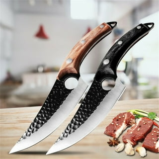 FULLHI Portable Green Wood Handle 14pcs Butcher Knife Set Cleaver with Bag  8pcs Hand Forged Chef Knife Boning Knife High Carbon Steel Viking Knife Set  for Kitchen Camping BBQ