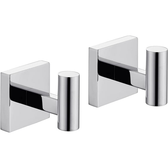 KOKOSIRI Robe Hook Bathroom Towel Coat Hooks for Bath Kitchen Wall 2 Pack Chrome B1013CH-P2