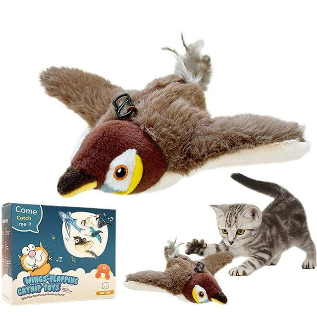Cat Toy, 2026 Upgrade Interactive Chirping Bird with Flapping Wings, Automatic Moving Simulation Birds Interactive Cats Toys