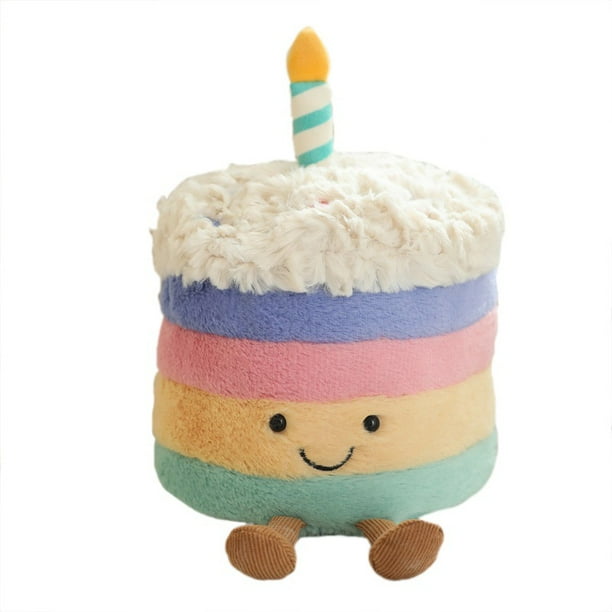 Muñeca de peluche con dibujos animados para tartas, arcoíris, cumpleaños, 22 cm