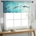 thumbnail image 2 of Ocean Shark Valance Curtains for Kitchen/Living Room/Bathroom/Bedroom Window, Rod Pocket Small Topper Half Short Window Curtains Voile Sheer Scarf, Teal Green Wave Summer Beach Coastal 60"x18", 2 of 8