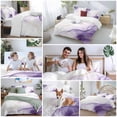 thumbnail image 5 of 3 Piece Marble Purple Duvet Cover Set Queen Size,Microfiber Comforter/Quilt Cover with Corner Ties and 2 Pillowcases,Gold White Modern Gradient Ocean Ripple All Season Bedding with Zipper Closure, 5 of 8