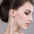 thumbnail image 2 of Gem Stone King 2.06 Ct Oval Red Ruby E-F Lab Grown Diamond 925 Sterling Silver Earrings, 2 of 4