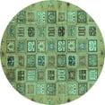 thumbnail image 1 of Ahgly Company Indoor Round Abstract Turquoise Blue Modern Area Rugs, 3' Round, 1 of 4