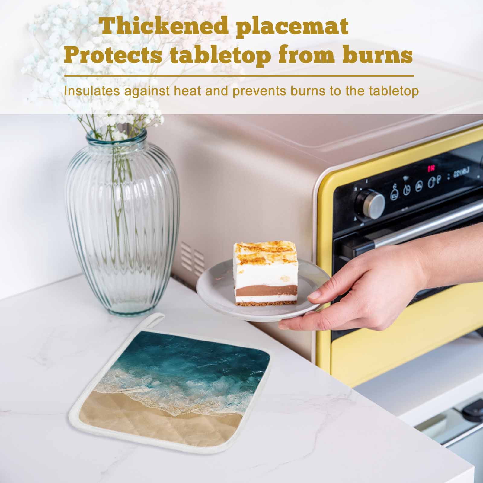 Teal Coastal Pot Holders for Kitchen Heatproof Potholder, 5 Pack Summer Beach Nautical Saeside Hot Pads Multipurpose Oven Pads Cloth Potholders Trivet for Cooking Baking