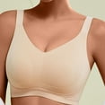 thumbnail image 2 of qolati Plus Size Bras for Women Seamless T-Shirt Bra No Underwire Full Coverages Everyday Bras Comfortable Wireless Sports Bras Beige XL, 2 of 4