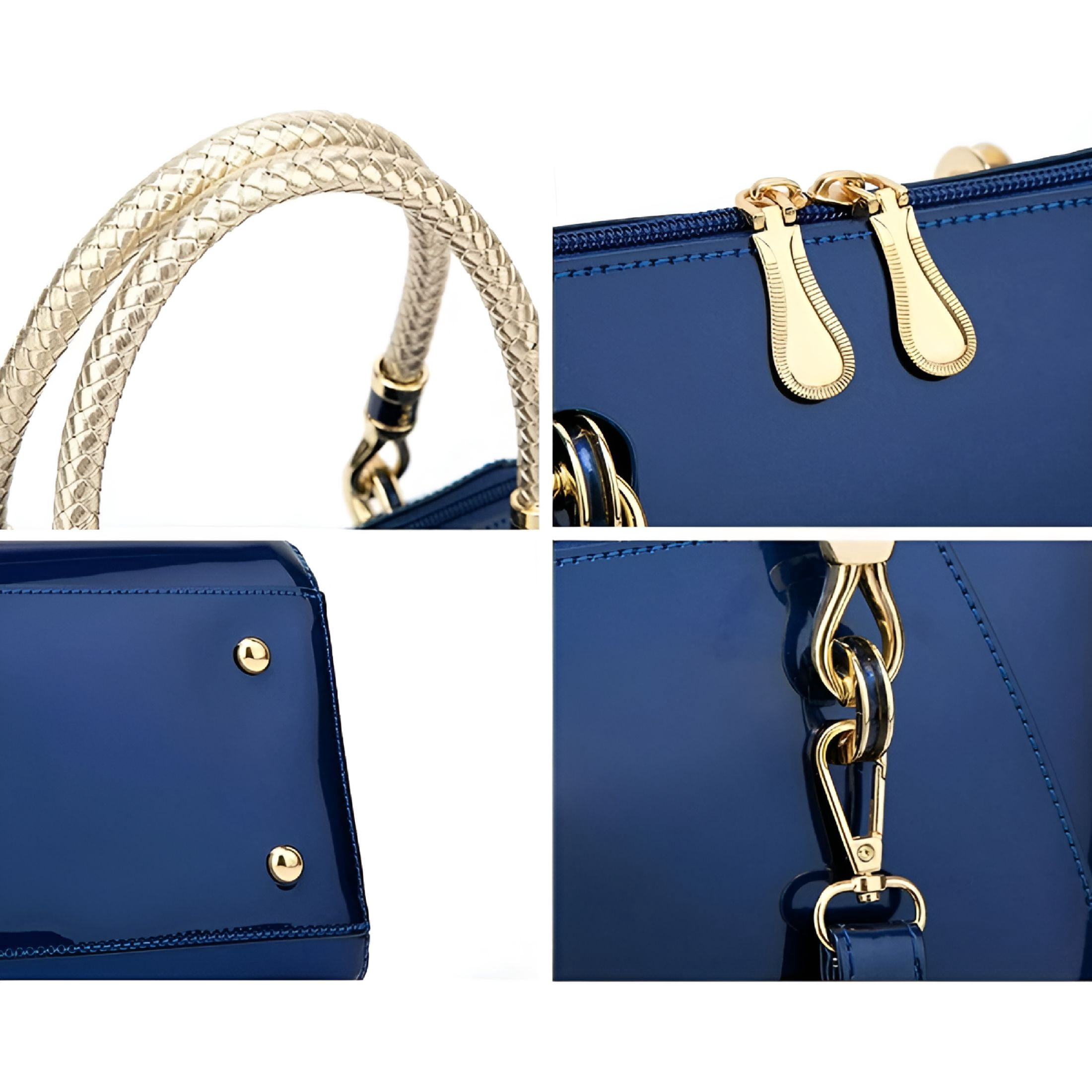 GASTROPOD Royal Blue Purse for Women Crossbody Shiny Patent Leather Handbags Dome Satchel Handbags Medium Size Medium Crossbody Bags for Women