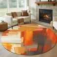 thumbnail image 2 of Round Rugs 8 Ft, Burnt Orange Brown Non Slip Area Rugs for Kitchen Bedroom Entryway, Farmhouse Ombre Abstract Mottled Art Washable Carpet Runner Rug Floor Mats for Bedroom Home Decor, 2 of 9
