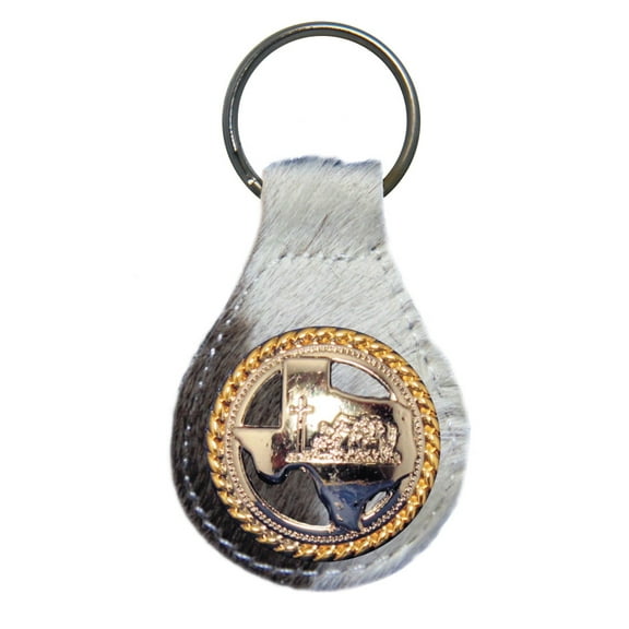 Texas Praying Cowboy Church leather key fob or keychain Hair