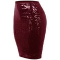 thumbnail image 6 of Inleife Women Fashion Solid Slim High Waist Push Up Hip Pencil Zipper Sequin Skirt Wine S, 6 of 7