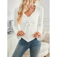 thumbnail image 5 of Women'S Y2k Aesthetic Trendy Long Sleeve Shirt Cute Ruched Drawstring Slim Fit Pullover Tops Y2k Clothes White XL, 5 of 7