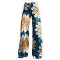 thumbnail image 4 of Women's Casual Pants Wide Leg Pants Women'S High Waisted Flower Patterned Pants Lightweight And Loose Casual Colorful Pants Heavyweight Pants,Blue Women's Casual Pants XL, 4 of 4