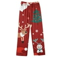 thumbnail image 3 of Lorytime Christmas Pajamas Set for Women Snowman Long Sleeved Collared Tops Elastic Waist Pants Soft Sleepwear, 3 of 4