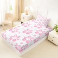 thumbnail image 4 of Manfei Pink Bowknot Cherry Twin Sheet Sets for Girls, Cute Flower Floral Bedding, 3-Piece, 4 of 5