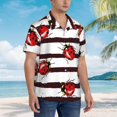 thumbnail image 5 of Bixox Men's Hawaiian Shirts Men's Ladybugs on Black and White Striped1 Print Short-Sleeve Shirt-3X-Large, 5 of 8