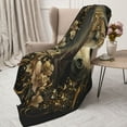 thumbnail image 3 of Hirioo Palatial Gold Pattern Horse for Flannel Blanket, Cozy and Warm Throw for Bed or Couch ,Perfect for All Seasons-80"x60", 3 of 6