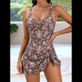 thumbnail image 4 of Traje de Baño de una Pieza para Mujer, con Control de Abdomen y Falda 5-Imprimir L, 4 of 8