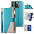 thumbnail image 1 of Funda cartera GANGXUN para iPhone 13 Pro Max , cuero PU con tarjetero, cremallera, correa de mano, soporte y protección 660°, 1 of 6