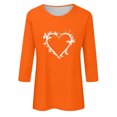thumbnail image 4 of Dadaria T-Shirt Femme Orange Manches 3/4 Col Rond Grande Taille Été Chandail Blouses L, 4 of 5