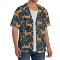 thumbnail image 4 of Xecao offers the Reindeer for Men's Casual Short-sleeved Shirt, a button-up collared shirt with a pocket, perfect for beach vacations and yacht travel in the Small size., 4 of 7